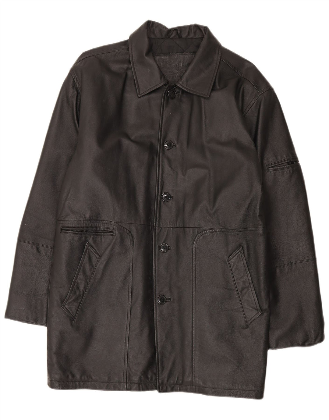 Union River Herre læderfrakke UK 41/43 Stort sort læder