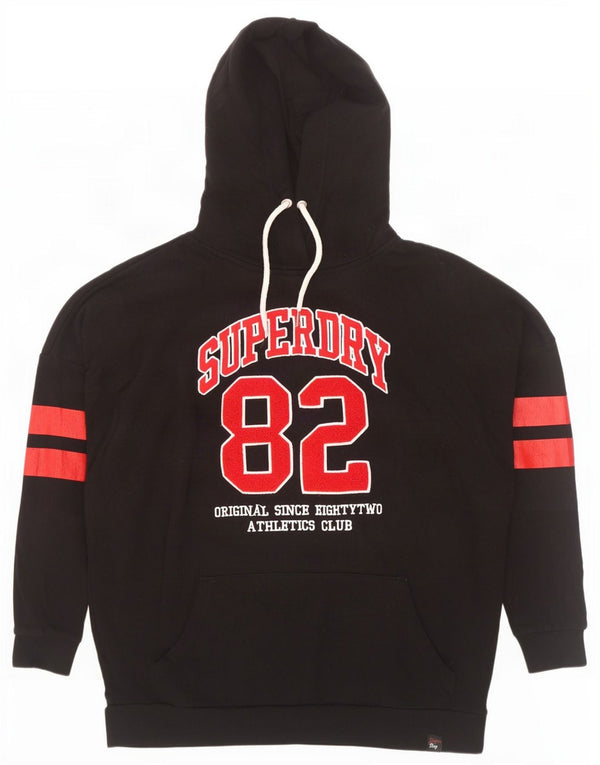 Superdry Herre Grafisk Loose Fit Hoodie Jumper Stor Sort Bomuld