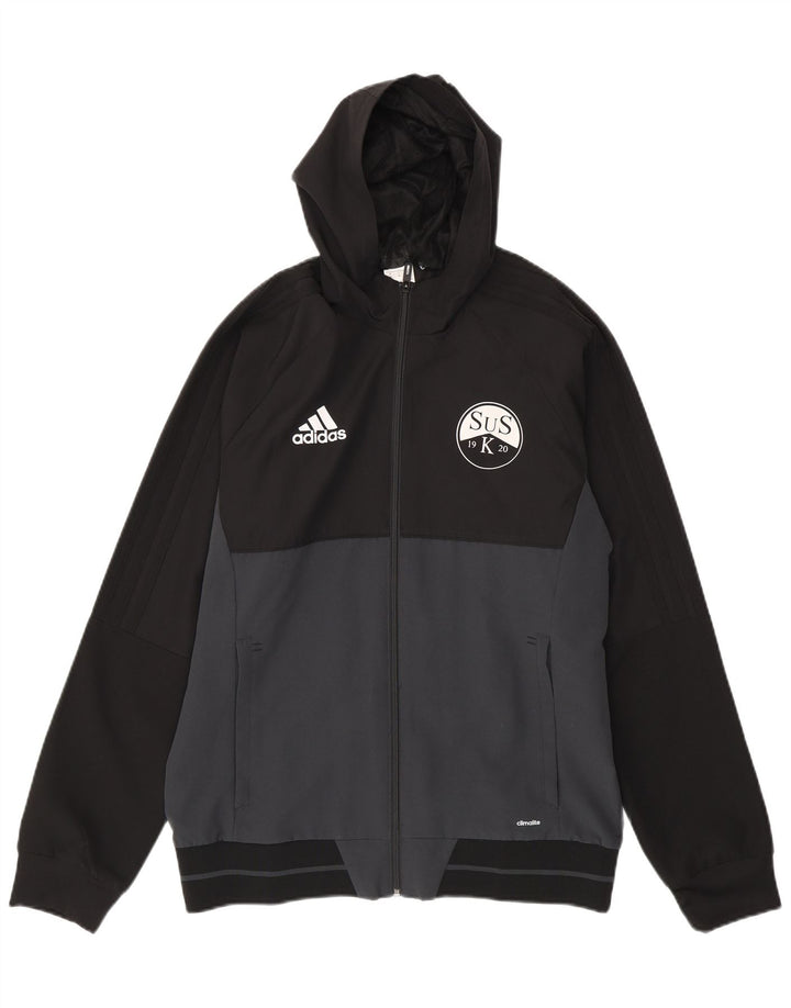 Adidas Herre grafisk træningsdragt med hætte Topjakke Medium Sort Colourblock