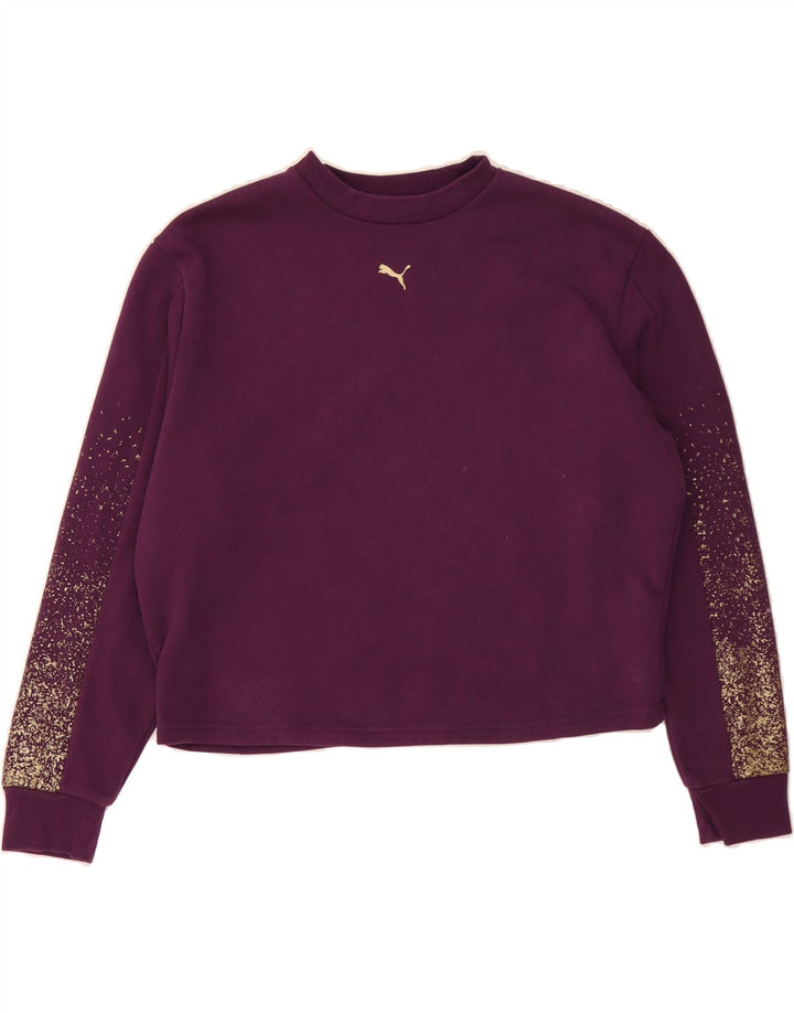 PUMA Womens Crop Oversized Sweatshirt Jumper UK 10 Small Purple Cotton Vintage Puma and Second-Hand Puma from Messina Hembry 