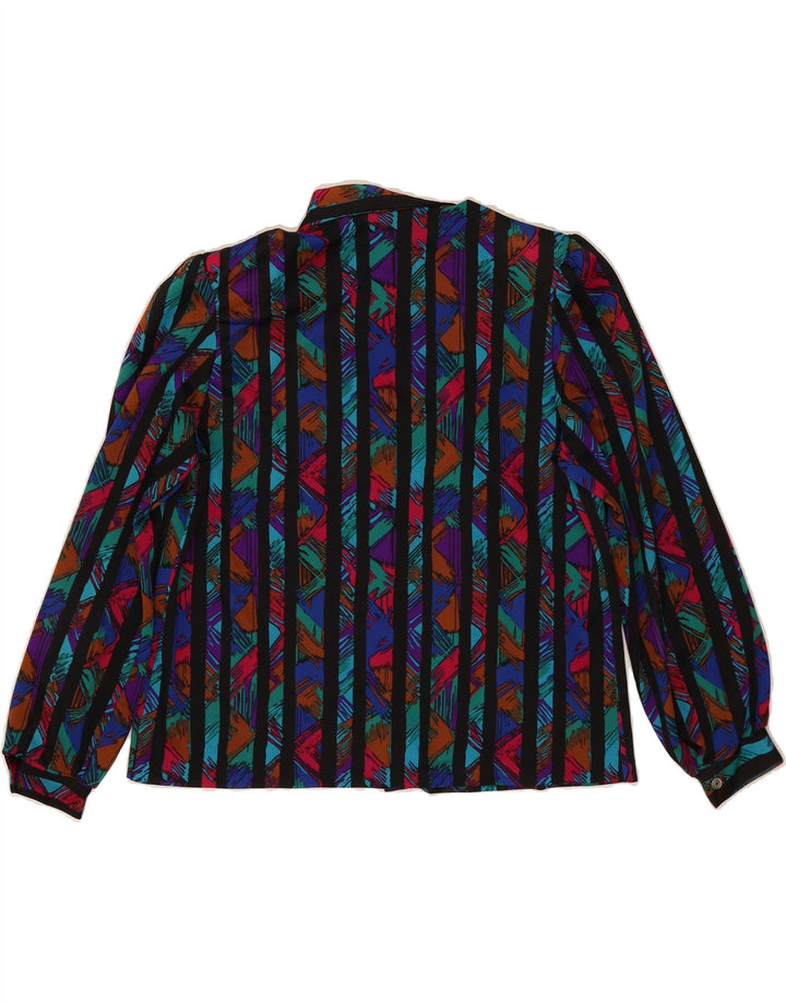BLAIR Womens Front Tie Shirt Blouse UK 16 Large Multicoloured Striped Vintage Blair and Second-Hand Blair from Messina Hembry 