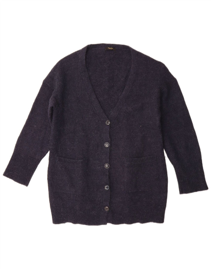 Massimo Dutti Dame Cardigan Sweater UK 10 Small Navy Blue Polyamide