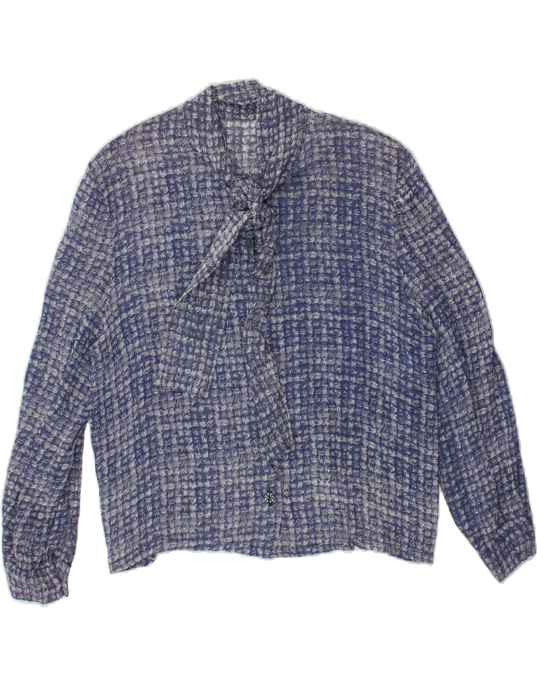 VINTAGE Womens Front Tie Shirt Blouse UK 12 Medium Blue Check Vintage Vintage and Second-Hand Vintage from Messina Hembry 