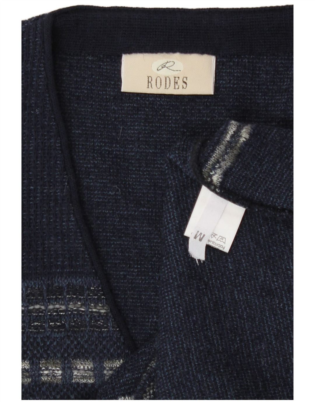 Rodes Herre ærmeløs cardigan sweater Medium Navy Blue Fair Isle