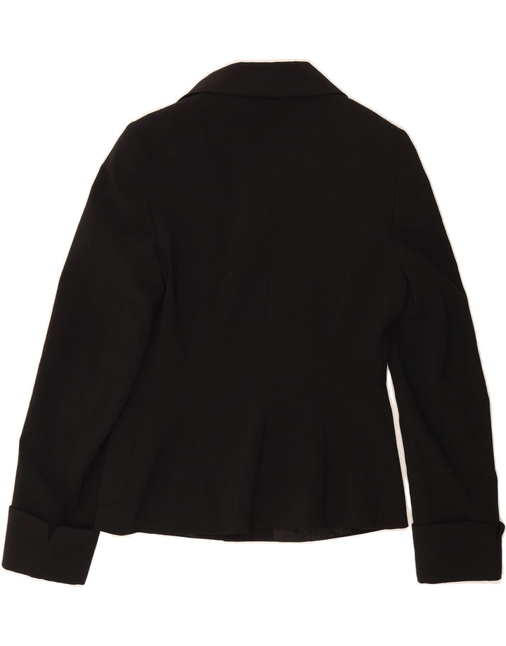 GERMANO ZAMA Womens Blazer Jacket UK 12 Medium Black Viscose Vintage Germano Zama and Second-Hand Germano Zama from Messina Hembry 