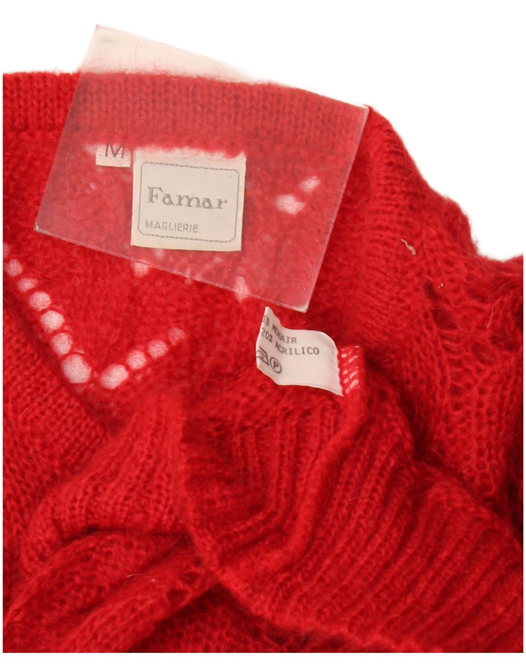 Vintage Dame Se Through Oversized Cardigan Sweater UK 14 Medium Red