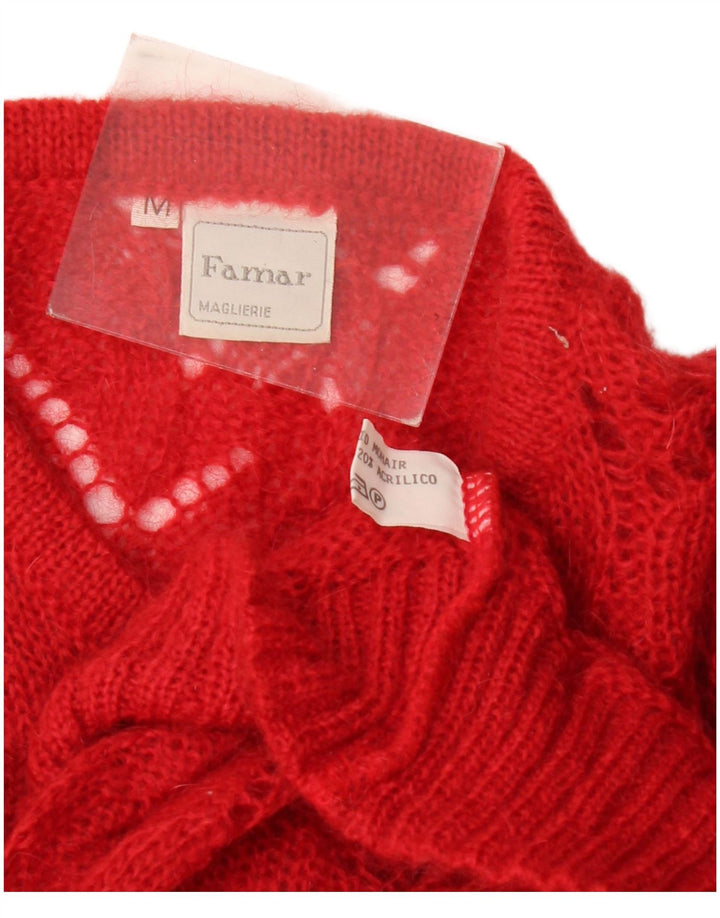 Vintage Dame Se Through Oversized Cardigan Sweater UK 14 Medium Red