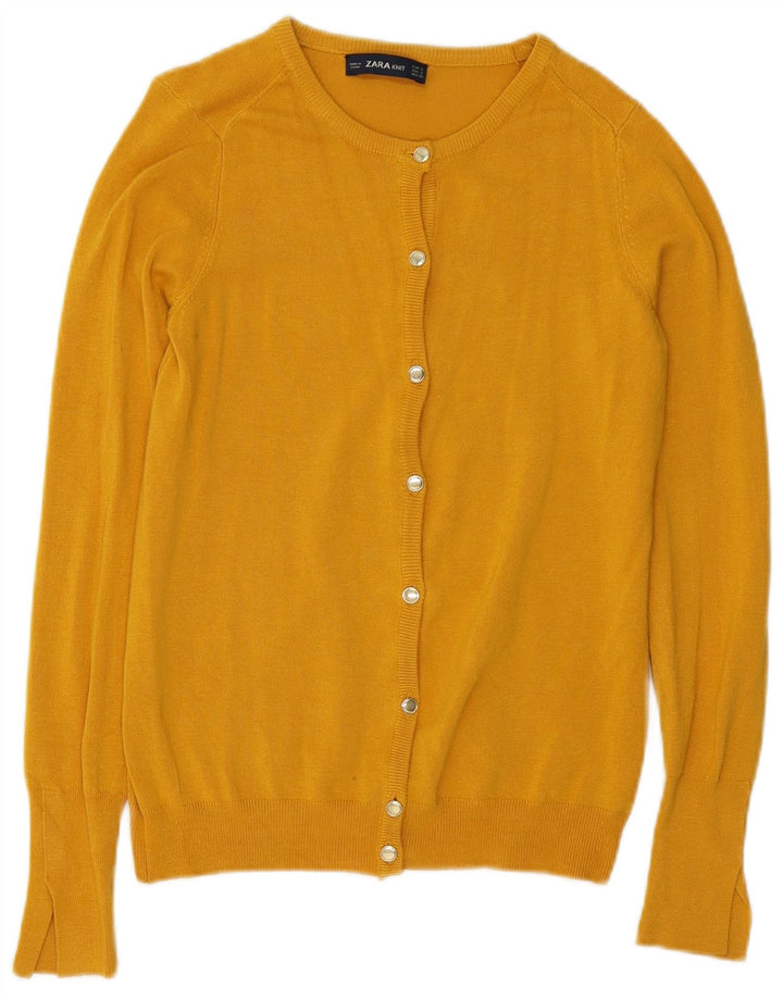 ZARA Dame Cardigan Sweater UK 10 Lille Gul