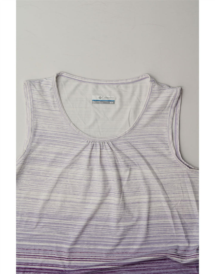 COLUMBIA Womens Vest Top UK 14 Medium Purple Striped Polyester Vintage Columbia and Second-Hand Columbia from Messina Hembry 
