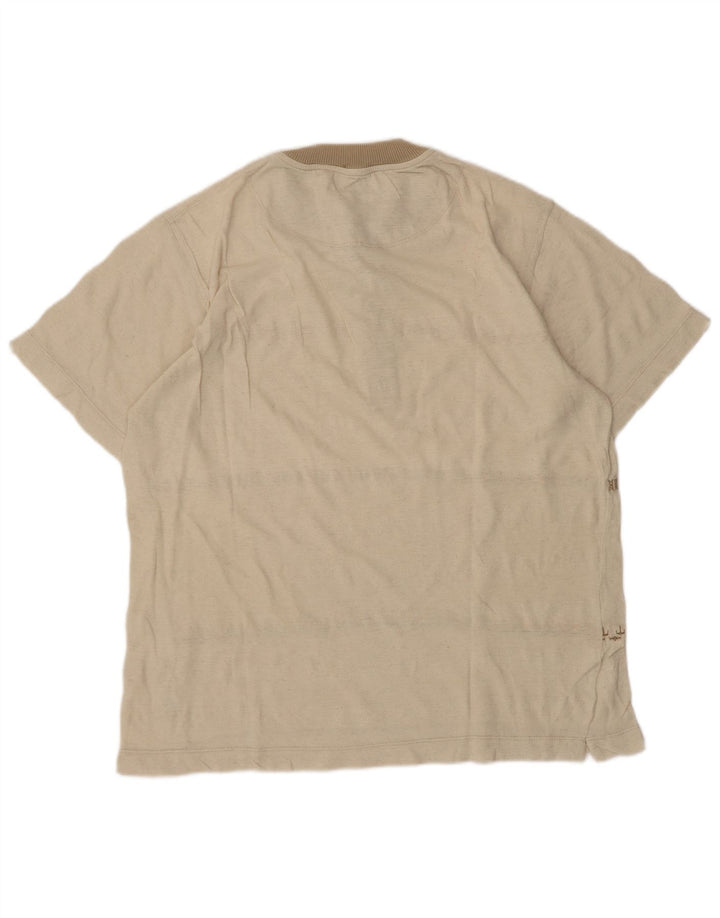 BARONI Herre T-Shirt Top Medium Beige Stribet Bomuld