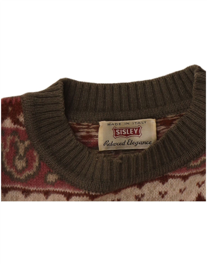 Sisley Herre trøjetrøje med rund hals XL flerfarvet Fair Isle