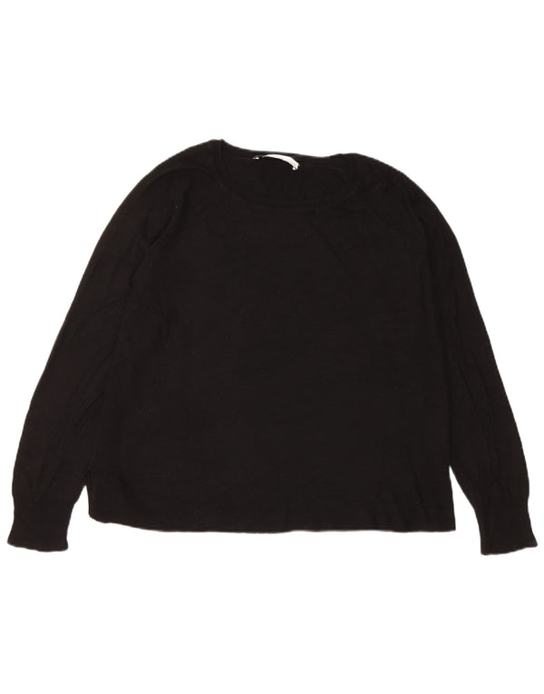 Zara Dame Boat Neck Jumper Sweater UK 14 Medium Black