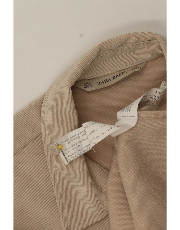 Zara Dame Oversized Shirt UK 10 Small Beige Polyester