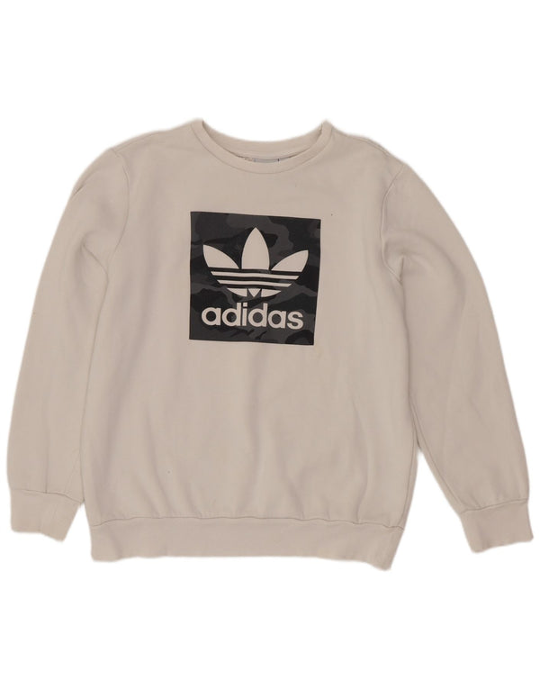 Adidas Boys Graphic Sweatshirt Jumper 13-14 år Hvid Bomuld