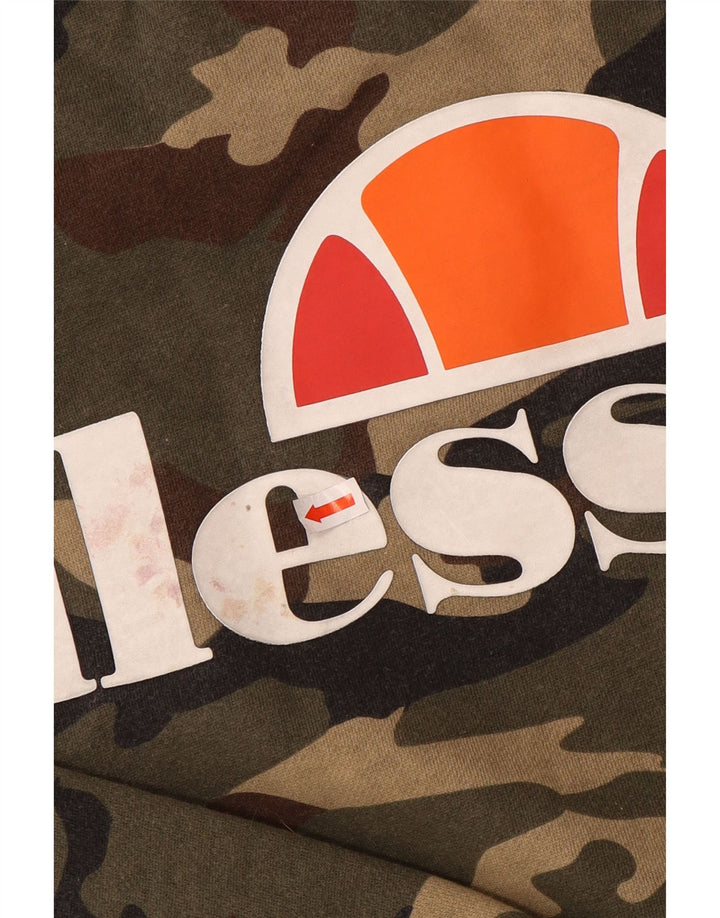 Ellesse Herre Grafisk Sweatshirt Jumper Stor Khaki Camouflage Bomuld