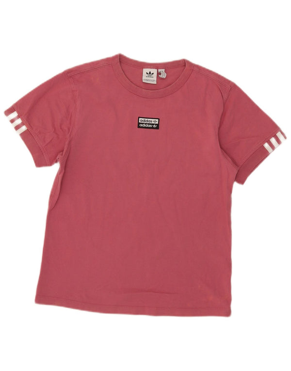 Adidas Dame T-Shirt Top UK 10 Small Pink Bomuld