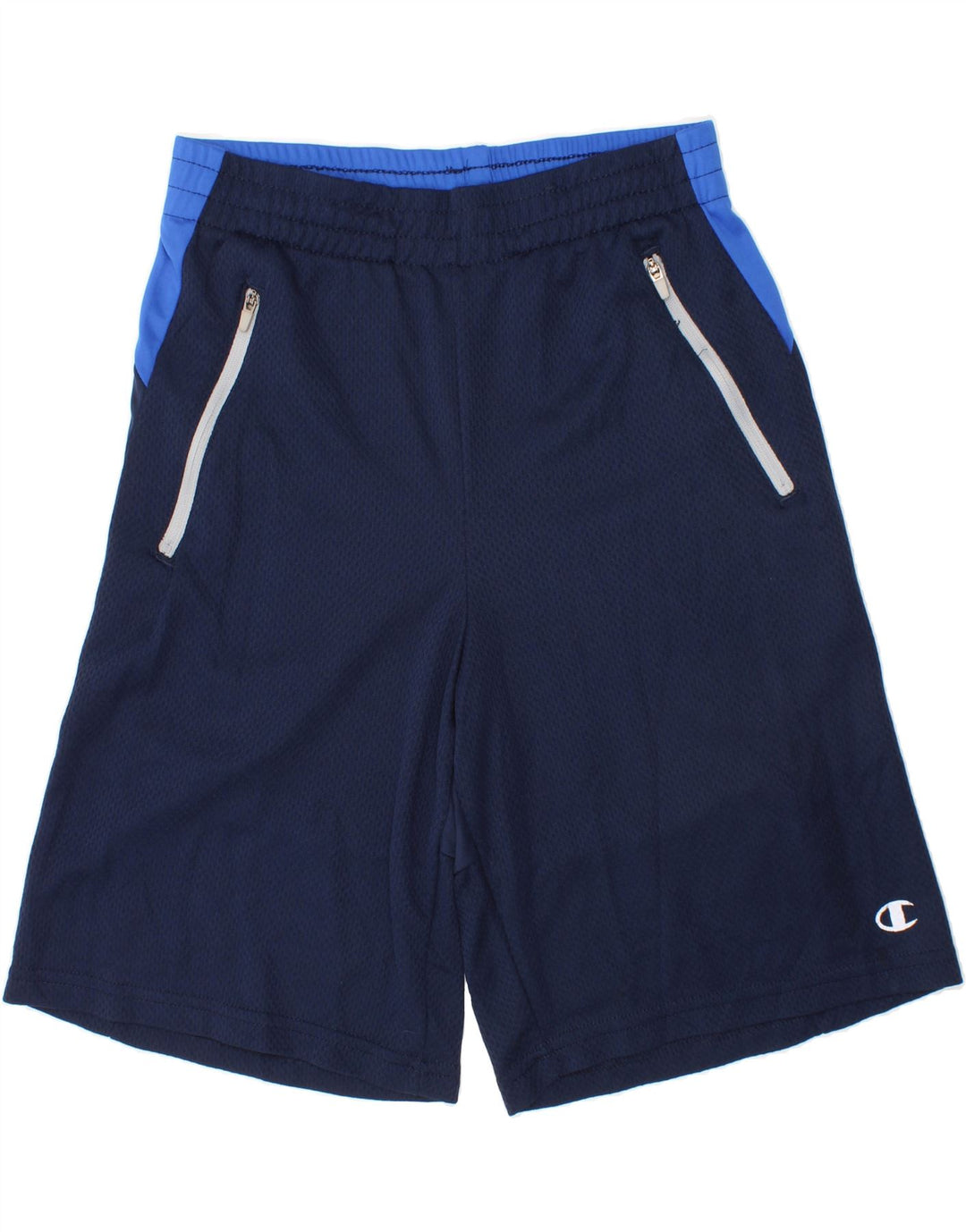 CHAMPION Boys Sport Shorts 10-11 Years Navy Blue Colourblock Polyester Vintage Champion and Second-Hand Champion from Messina Hembry 
