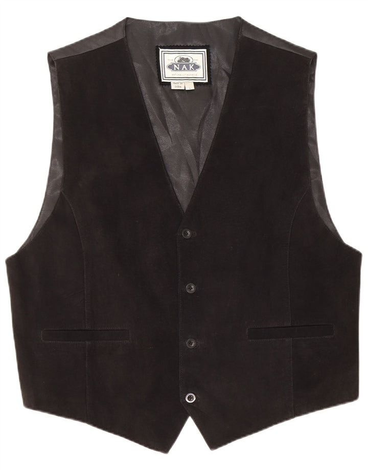 Vintage herre læder vest, stor sort