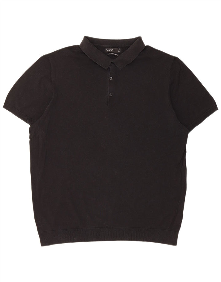 Marks & Spencer herre poloshirt XL sort silke