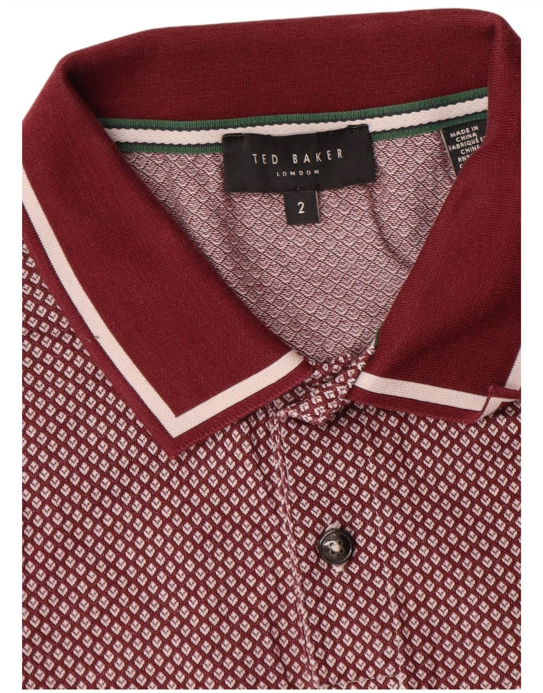 Ted Baker Herre poloskjorte str. 2 Lille Bourgogne plettet bomuld