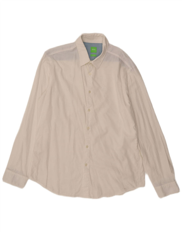 Hugo Boss Herre Modern Fit skjorte XL hvid bomuld