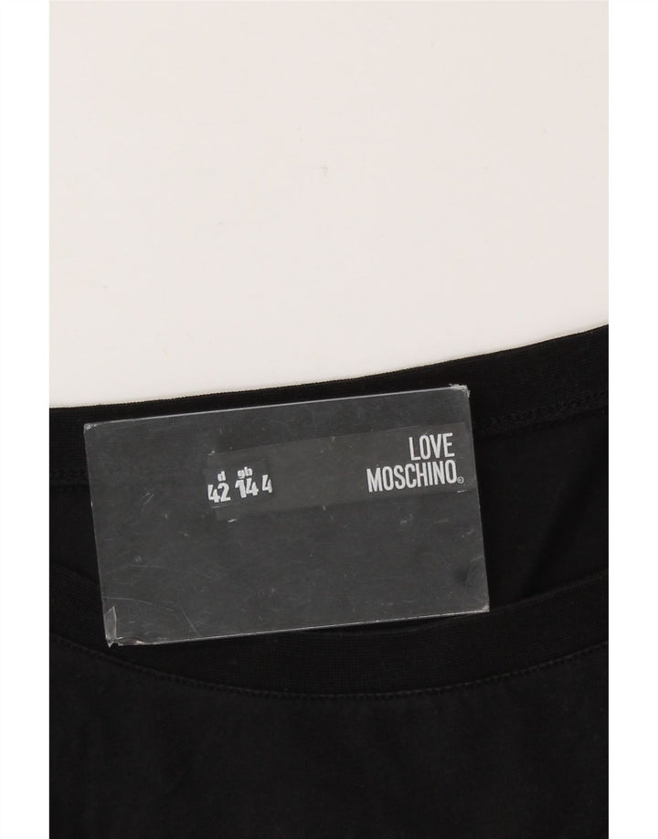 Moschino Dame Grafisk T-Shirt Top UK 14 Stor Sort