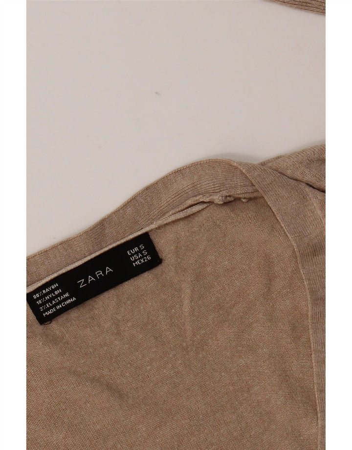 Zara Dame V-hals sweater UK 10 Small Beige