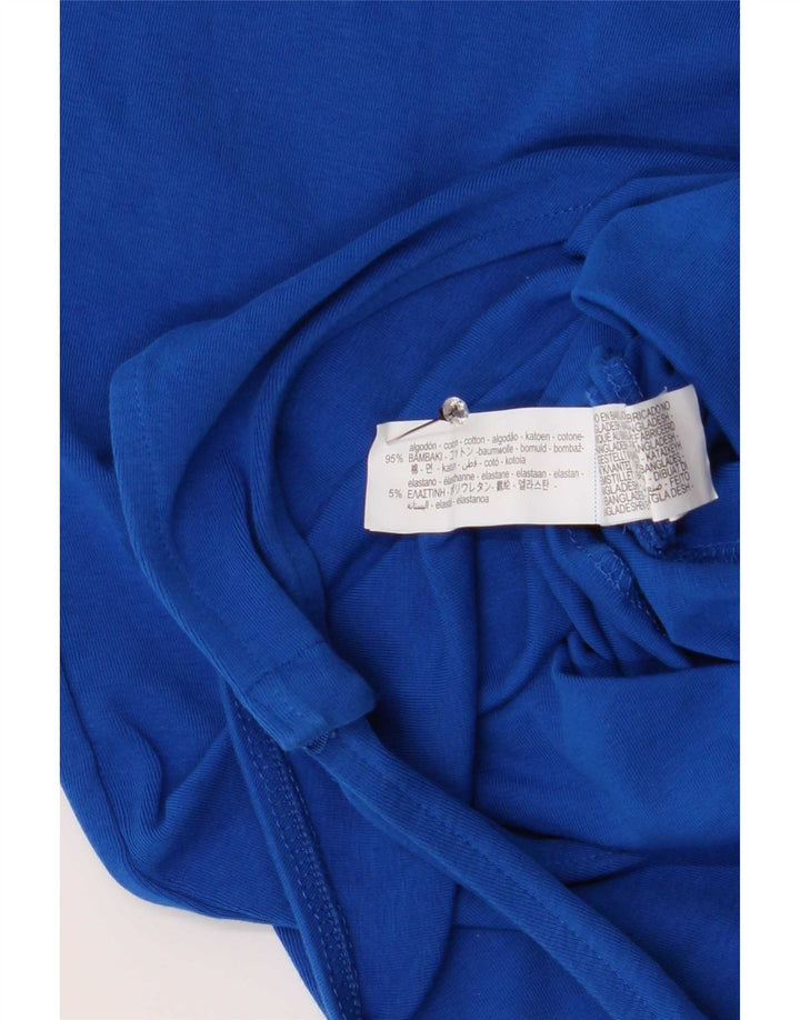 Zara Womens Off Shoulder Bodysuit UK 8 Small Blue Cotton