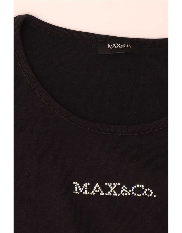 Max & Co. Kvinder grafisk T-shirt top UK 14 Large Sort
