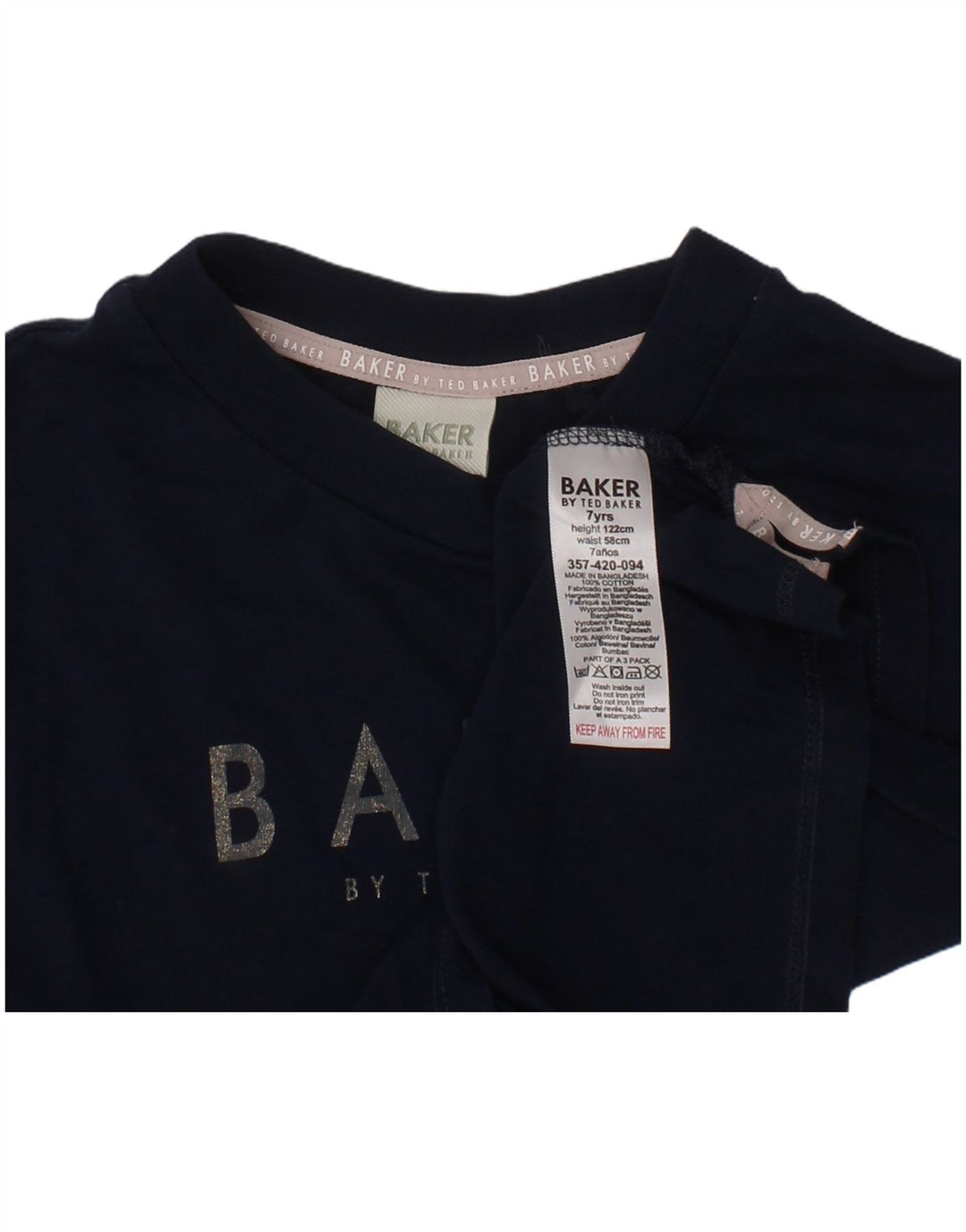 TED BAKER Piger Grafisk T-Shirt Top 6-7 År Marineblå Bomuld