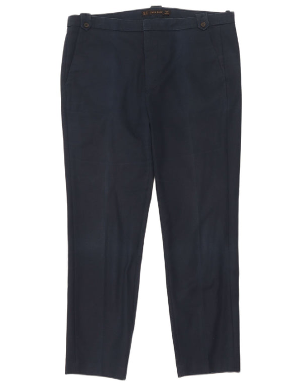 Zara Dame Slim Chino Bukser EU 38 Small W28 L26 Marineblå Bomuld