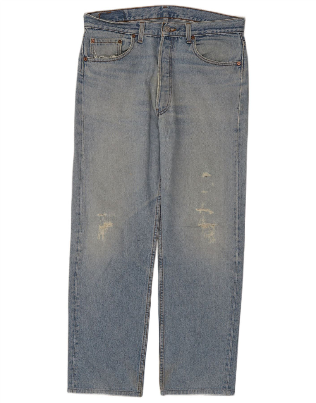 Levi's Herre 501 Distressed Straight Jeans W34 L29 Blå Bomuld