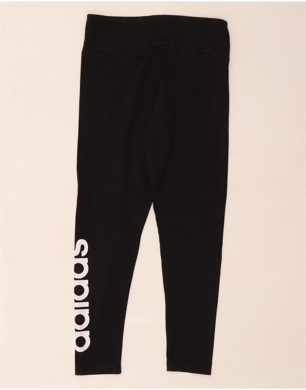 Adidas Dame Tight Fit Grafiske Leggings UK 16/18 Large Black Bomuld