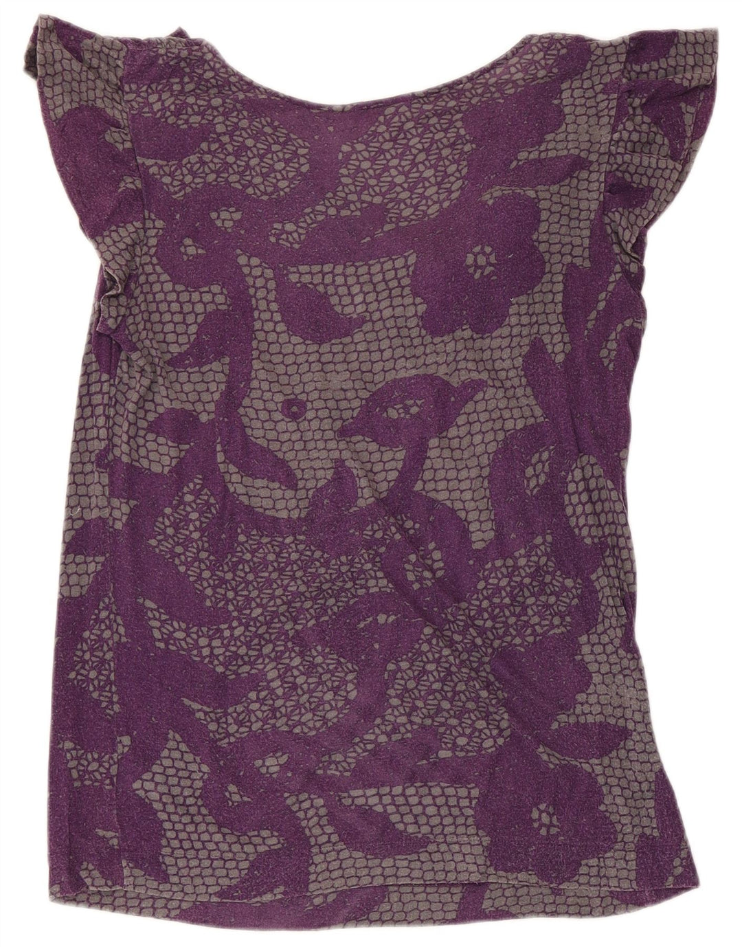 CALVIN KLEIN Damebluse Top UK 12 Medium Purple Floral Rayon