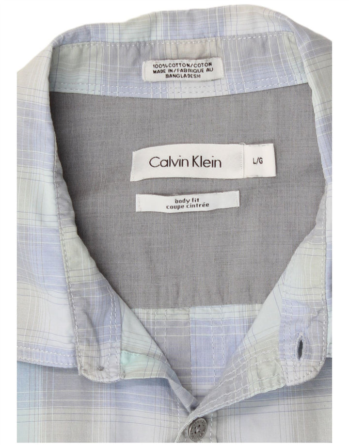 Calvin Klein herreskjorte stor blå ternet bomuld