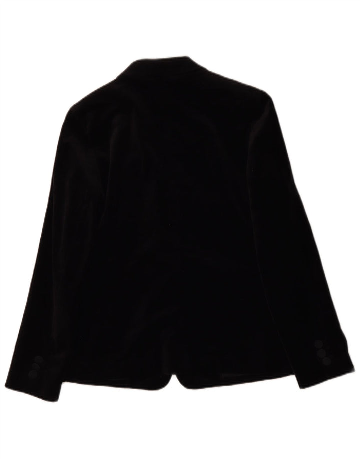 Marks & Spencer Dame 1-knap Velvet Blazer Jacket UK 10 Small Black