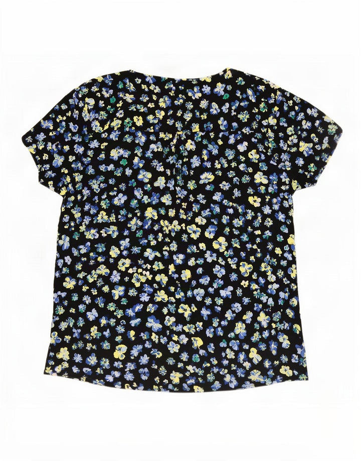 Marks & Spencer Damebluse Top UK 12 Medium Black Floral Polyester