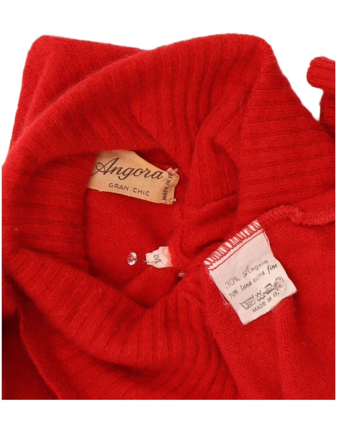 Vintage Dame Shawl Neck Jumper Sweater UK 12 Medium Red Wool