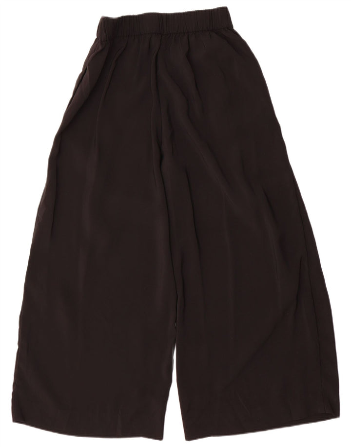 Zara Womens Wide Leg Cropped Trousers Medium W30 L24 Sort Polyester