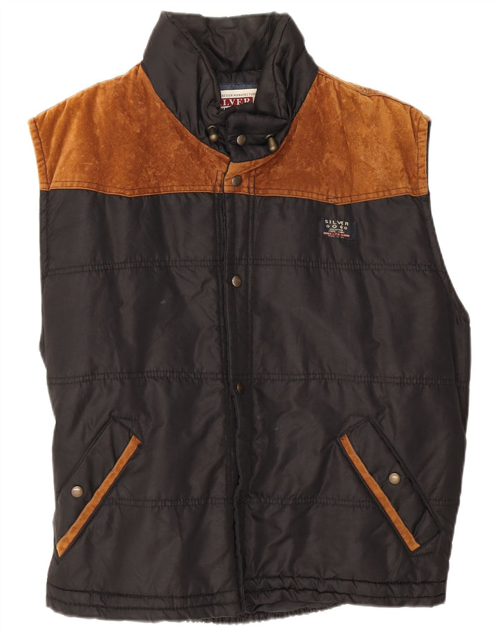 Vintage Polstret Gilet UK 38 Medium Sort Polyester