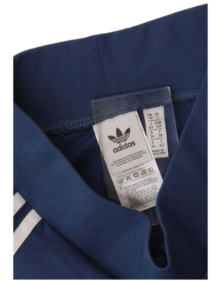 ADIDAS Dame Leggings UK 10 Small Navy Blue Bomuld