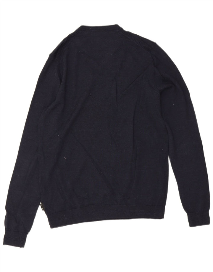 TED BAKER Herre V-hals sweater str. 3 Medium Marineblå Merinould