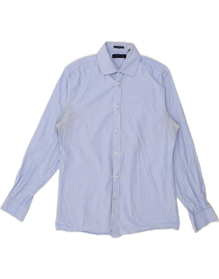 TOMMY HILFIGER Mens Shirt Size 15 Medium Blue Pinstripe Cotton Vintage Tommy Hilfiger and Second-Hand Tommy Hilfiger from Messina Hembry 