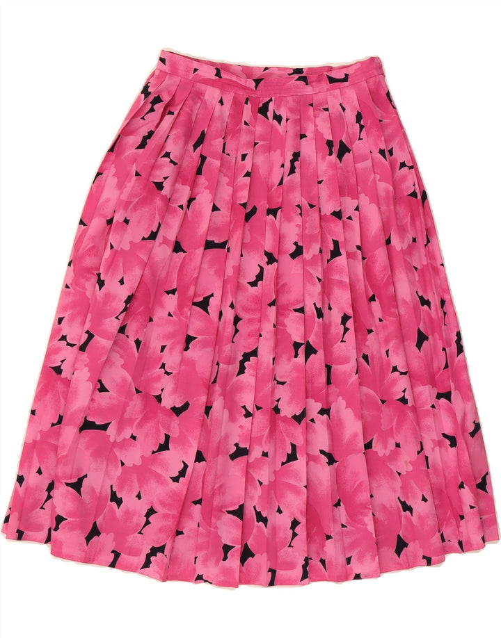 FRANKEN WALDER Womens Pleated Skirt IT 40 Small W27  Pink Floral Polyester Vintage Franken Walder and Second-Hand Franken Walder from Messina Hembry 