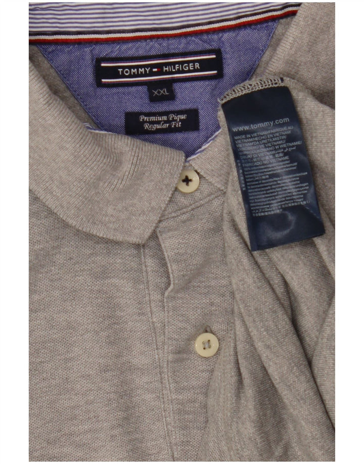 TOMMY HILFIGER Mens Regular Fit Polo Shirt 2XL Grey Cotton