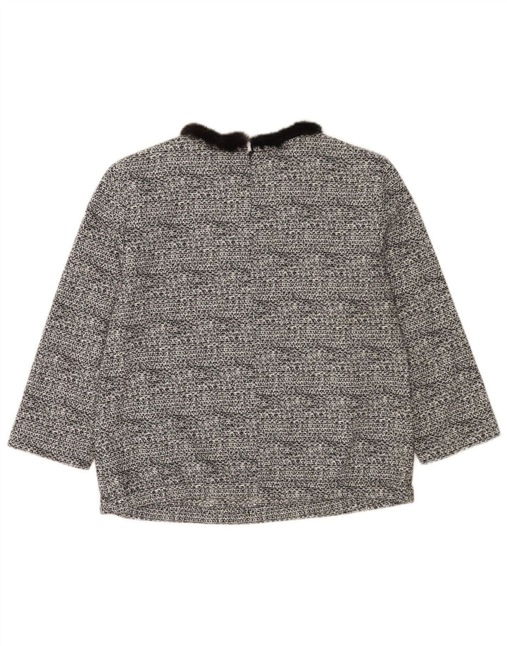 Cavalli Dame Crop 3/4-ærmet bluse Top IT 40 Lille sort bomuld