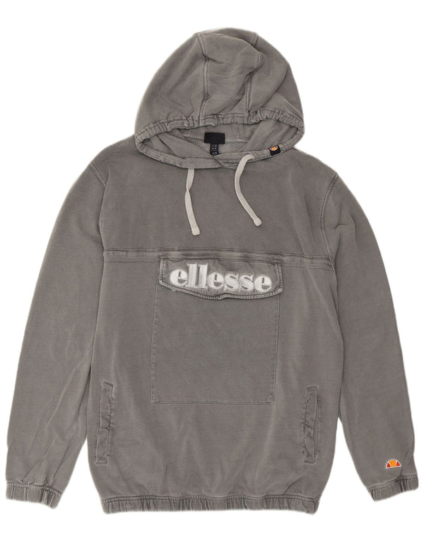 Ellesse Womens Grafisk Oversized Hoodie Jumper UK 10 Small Grey Bomuld