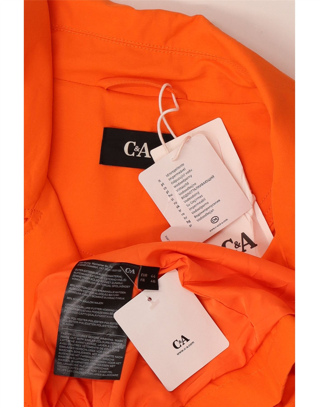 C&A Womens Oversized Trench Coat EU 44 XL Orange Bomuld