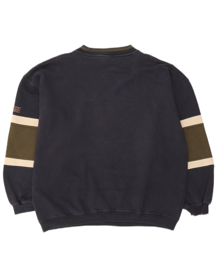 Canda grafisk sweatshirt til mænd, stor marineblå colourblock bomuld