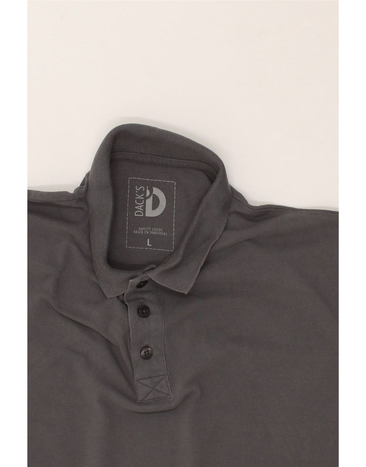 DACK'S Mens Polo Shirt Large Grey Cotton Vintage Dack's and Second-Hand Dack's from Messina Hembry 